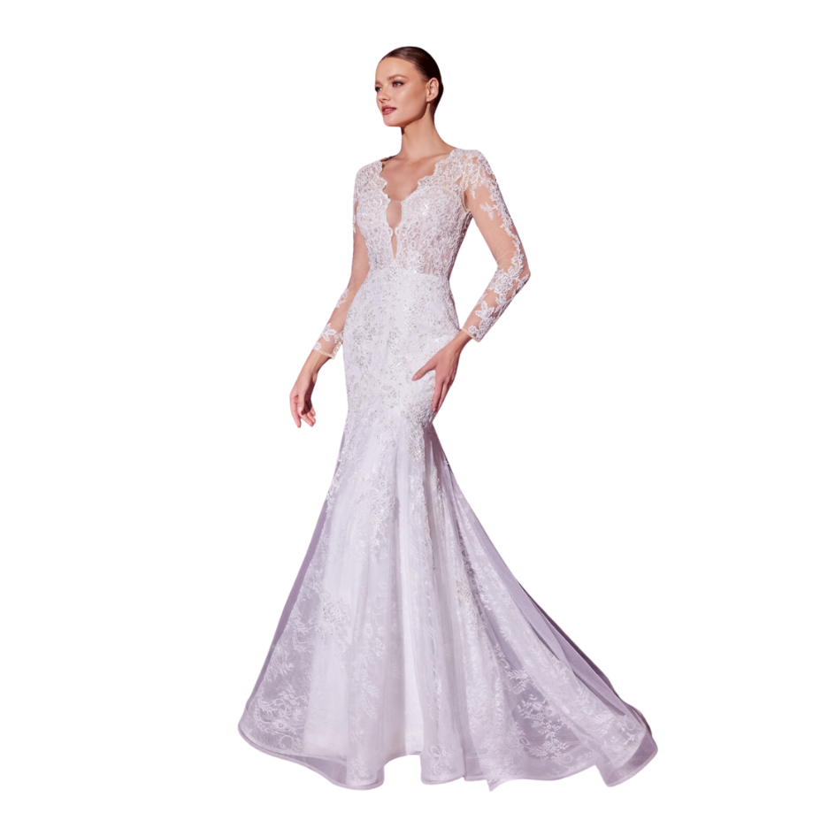 Vestido de novia simple con bordado