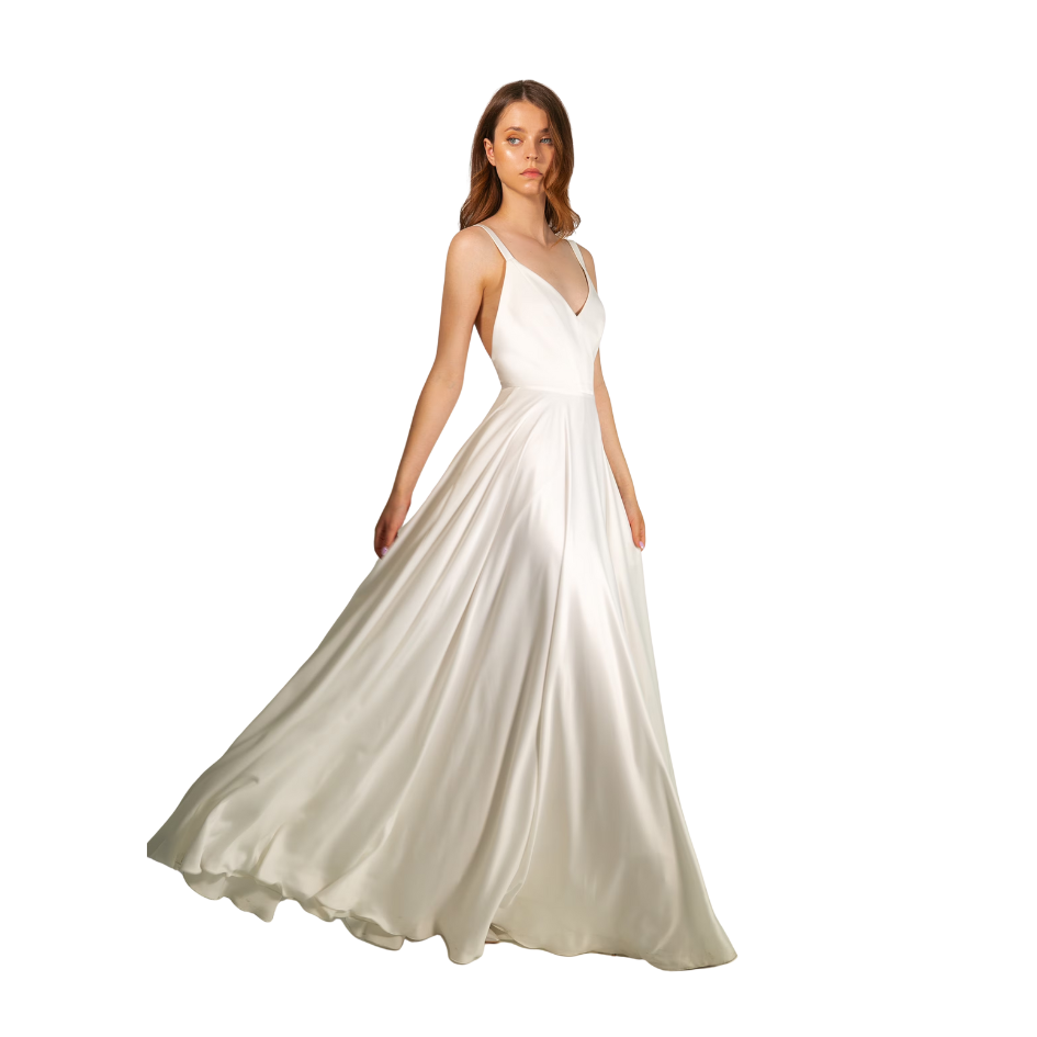 Vestido de novia simple sin bordado